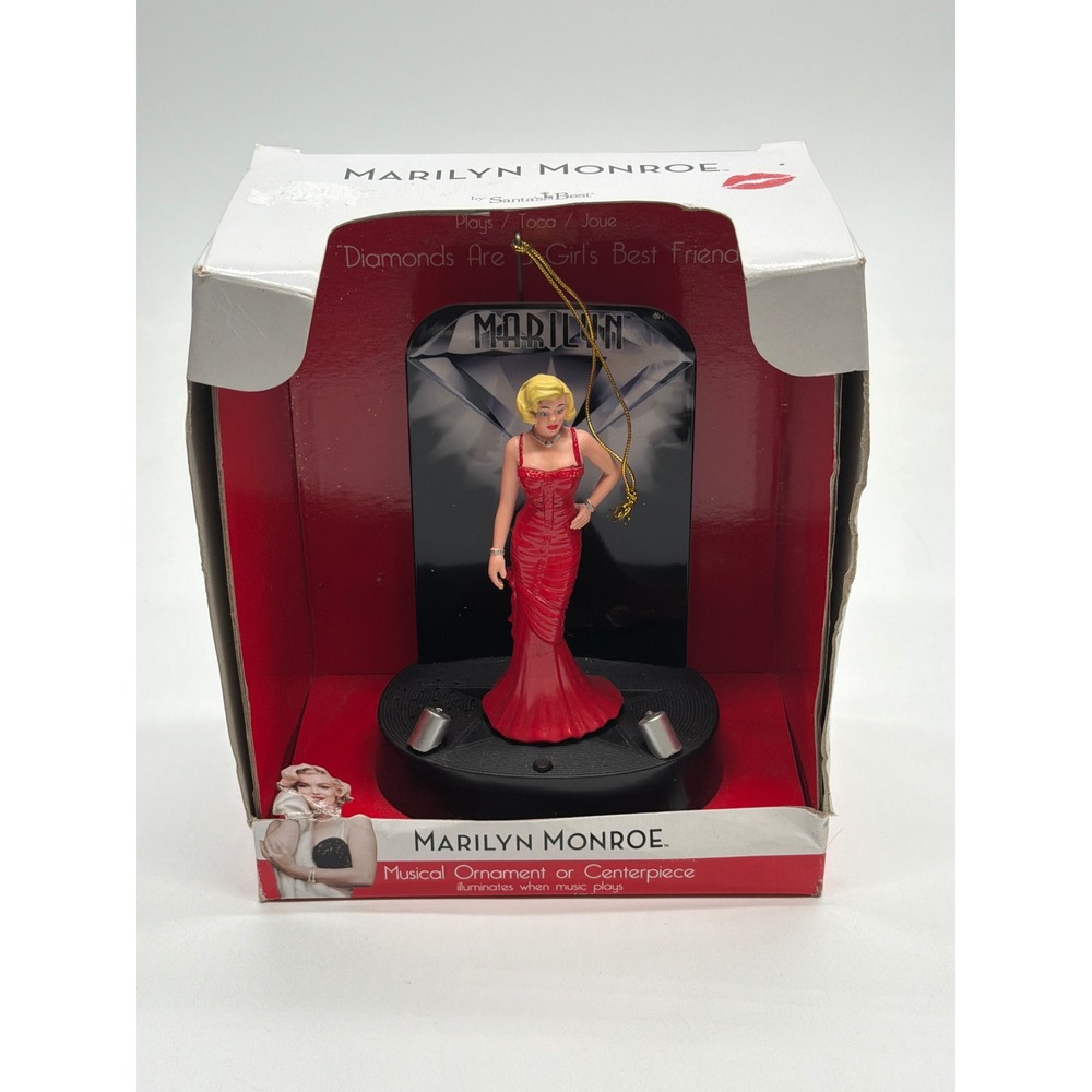 Marilyn Monroe Musical Ornament Centerpiece Santa's Best 2012 Red Gown